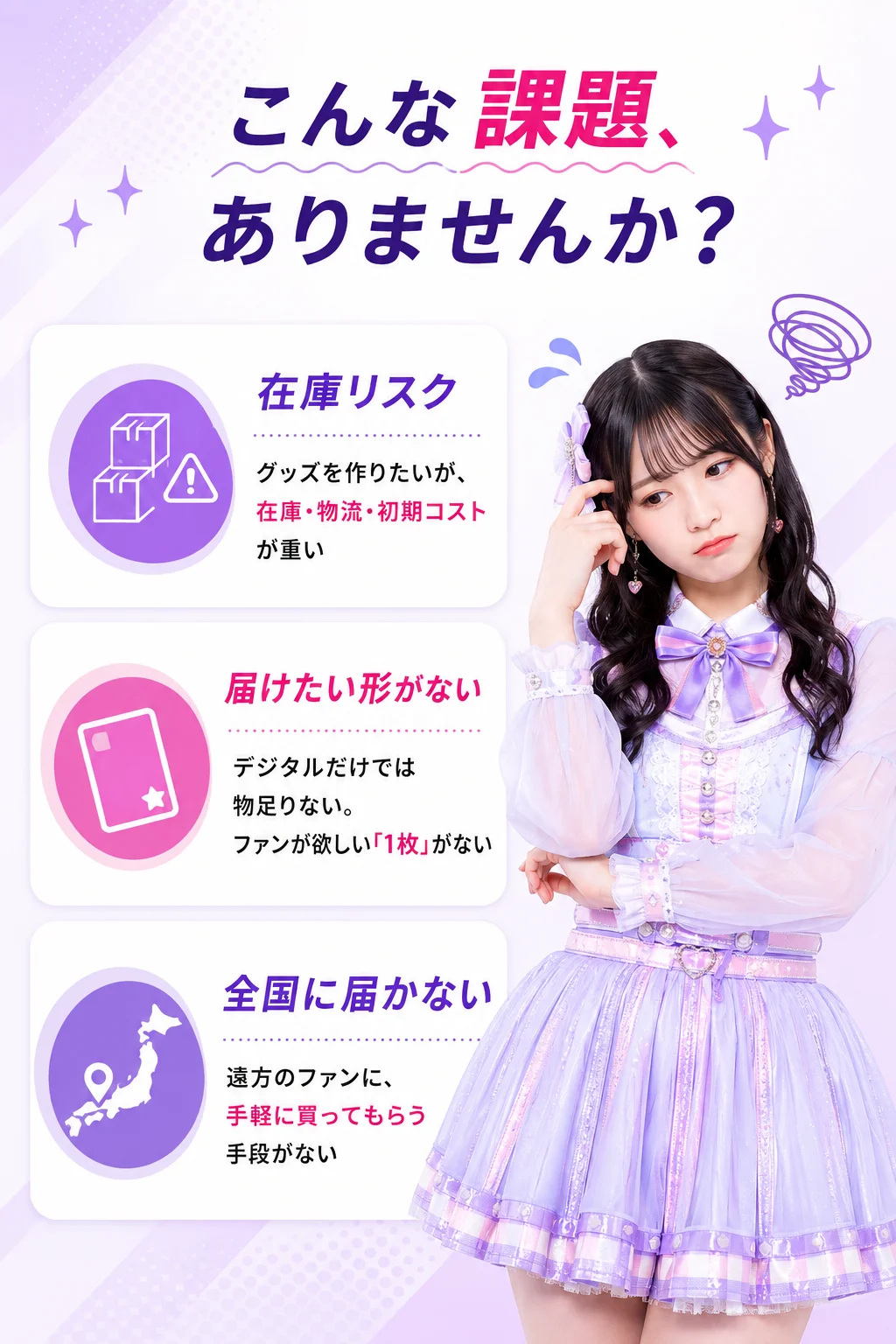 こんな課題、ありませんか？在庫リスク、届けたい形がない、全国に届かない